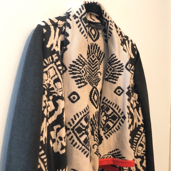 THML Open Floral Geometric Boho Cardigan Black S - Picture 2 of 7